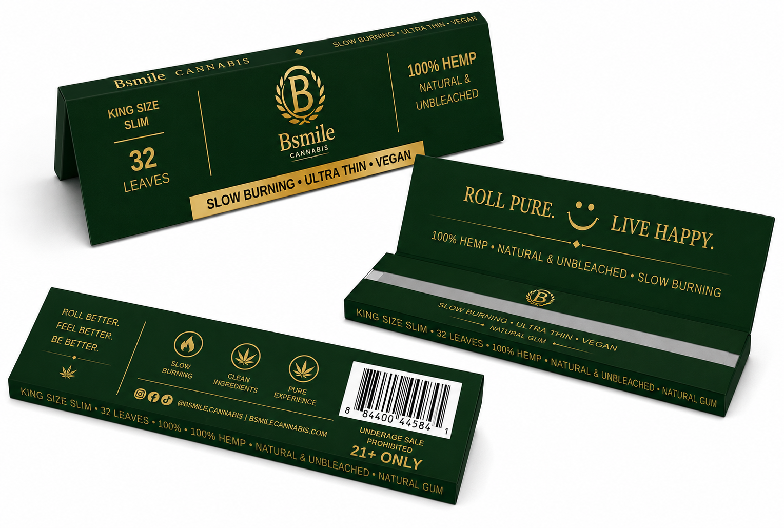 Bsmile King Size Slim rolling papers promotional collage